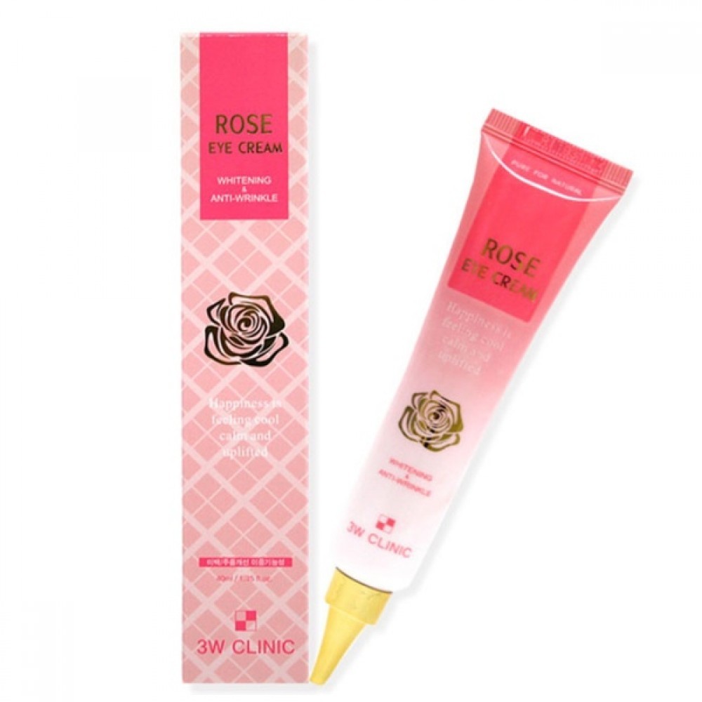 крем для век с экстрактом розы 3W CLINIC Rose Eye Cream Whitening and Anti-Wrincle