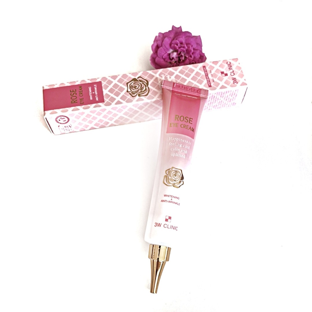 крем для век с экстрактом розы 3W CLINIC Rose Eye Cream Whitening and Anti-Wrincle