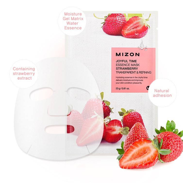Тканевая маска для лица с экстрактом клубники MIZON Joyful Time Essence Mask Strawberry