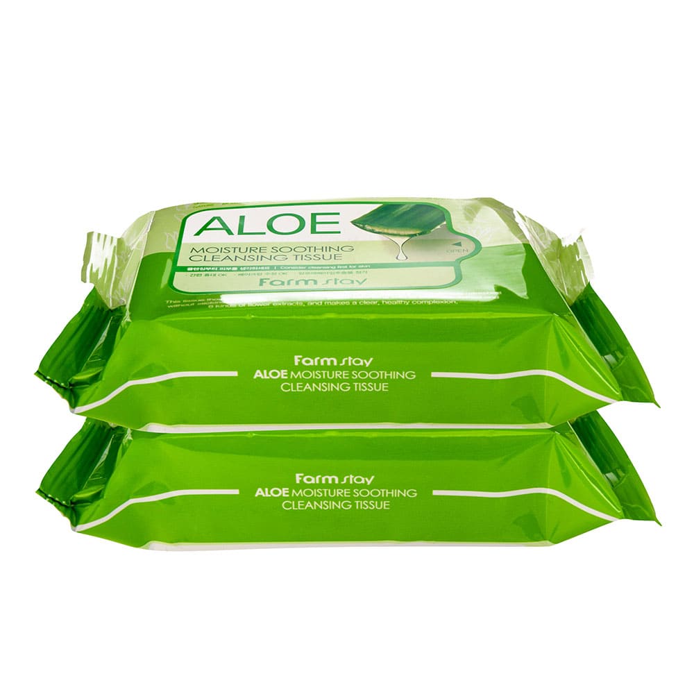 Очищающие увлажняющие салфетки с экстрактом алоэ FarmStay Aloe Moisture Soothing Cleansing Tissue