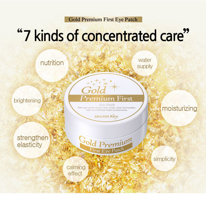 Патчи для кожи вокруг глаз с золотом Secret Key Gold Premium First Eye Patch