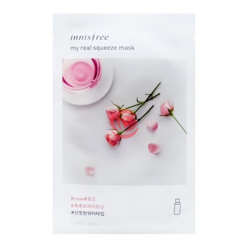 Трехслойная тканевая маска для лица с розовой водой Innisfree My Real Squeeze Mask Rose