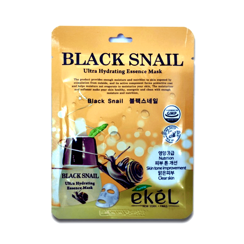 Тканевая маска для лица с муцином черной улитки EKEL Black Snail Ultra Hydrating Essence Mask