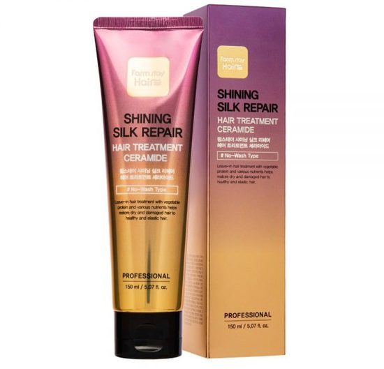 Укрепляющая маска для сияния и блеска волос с керамидами FarmStay Shining Silk Repair Hair Treatment Ceramide