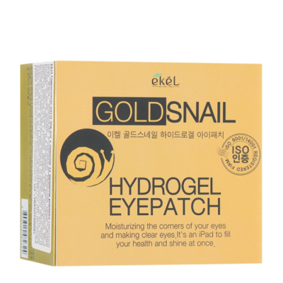 Гидрогелевые патчи под глаза с муцином улитки и золотом  EKEL Hydrogel Eye Patch Gold Snail
