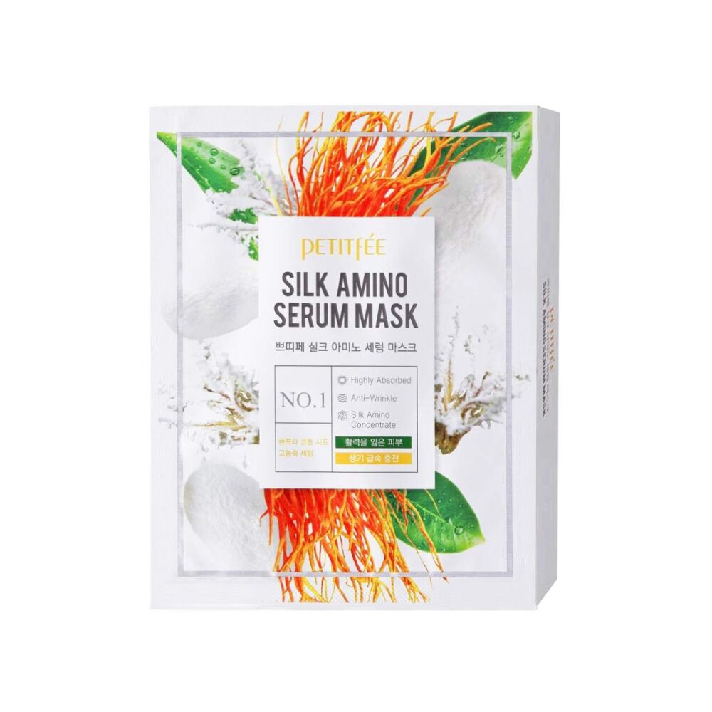Лифтинг-маска для лица с протеинами шелка Petitfee Silk Amino Serum Mask