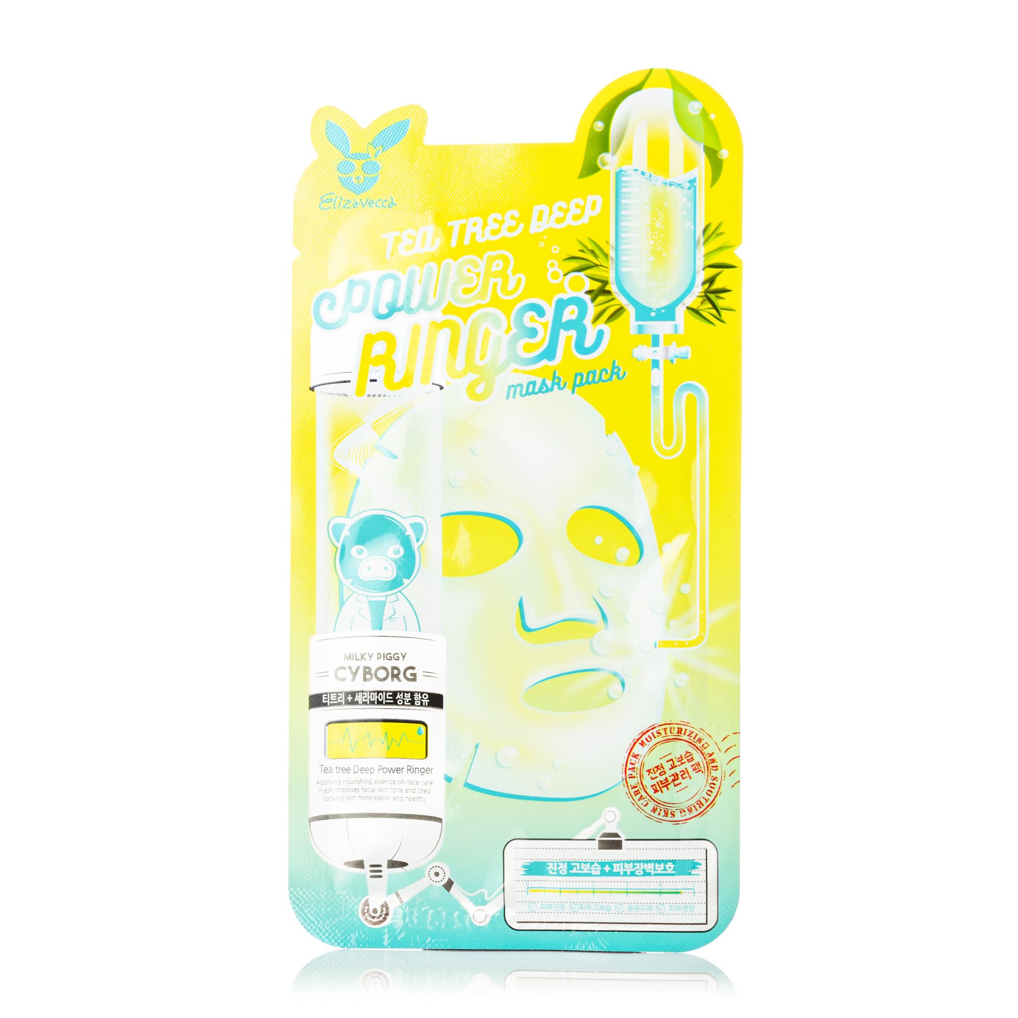 Успокаивающая такневая маска с чайным деревом Elizavecca Deep Power Ringer Mask Pack Tea Tree