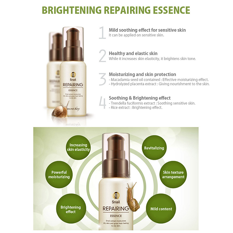 Воостанавливающая эссенция для лица с экстрактом слизи улитки Secret Key Snail Repairing Essence