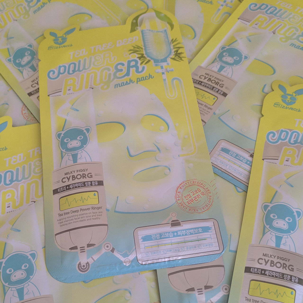 Успокаивающая такневая маска с чайным деревом Elizavecca Deep Power Ringer Mask Pack Tea Tree