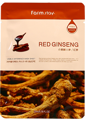 Омолаживающая тканевая маска для лица с женьшенем FarmStay Visible Difference Mask Sheet Red Ginseng