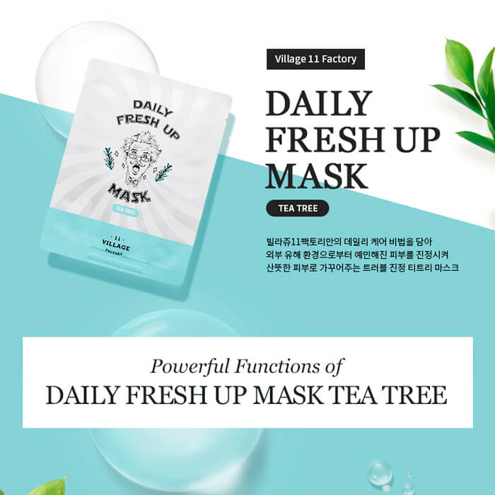 Успокаивающая тканевая маска с экстрактом чайного дерева VILLAGE 11 FACTORY Daily Fresh up Mask Tea Tree