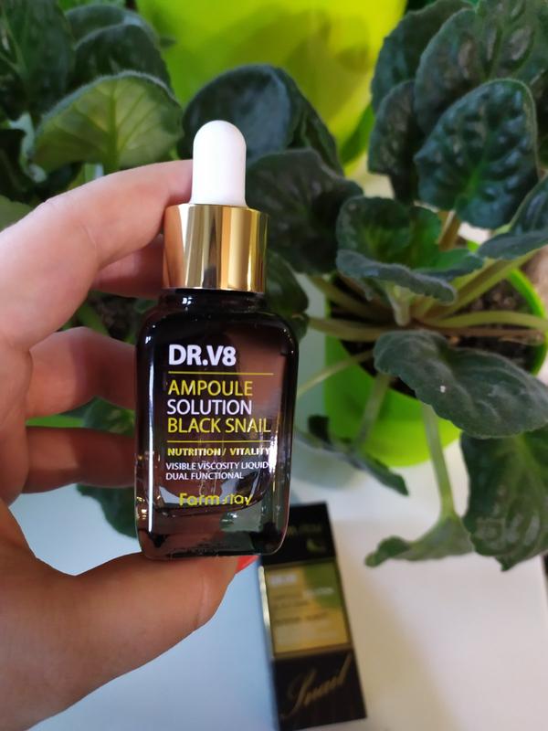 Ампульная сыворотка для лица с муцином черной улитки FarmStay DR.V8 Ampoule Solution Black Snail