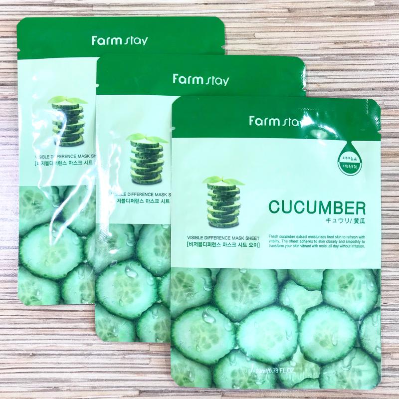 Увлажняющая маска для лица с экстрактом огурца FarmStay Visible Difference Mask Sheet Cucumber