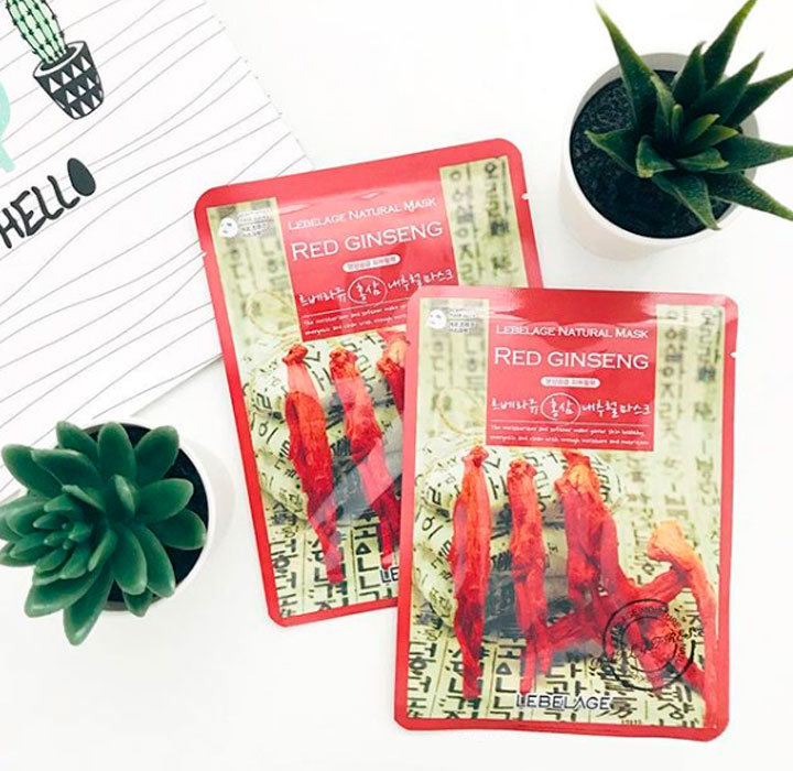 Тканевая маска для лица с экстрактом красного женьшеня 23г Lebelage Natural Mask Red Ginseng
