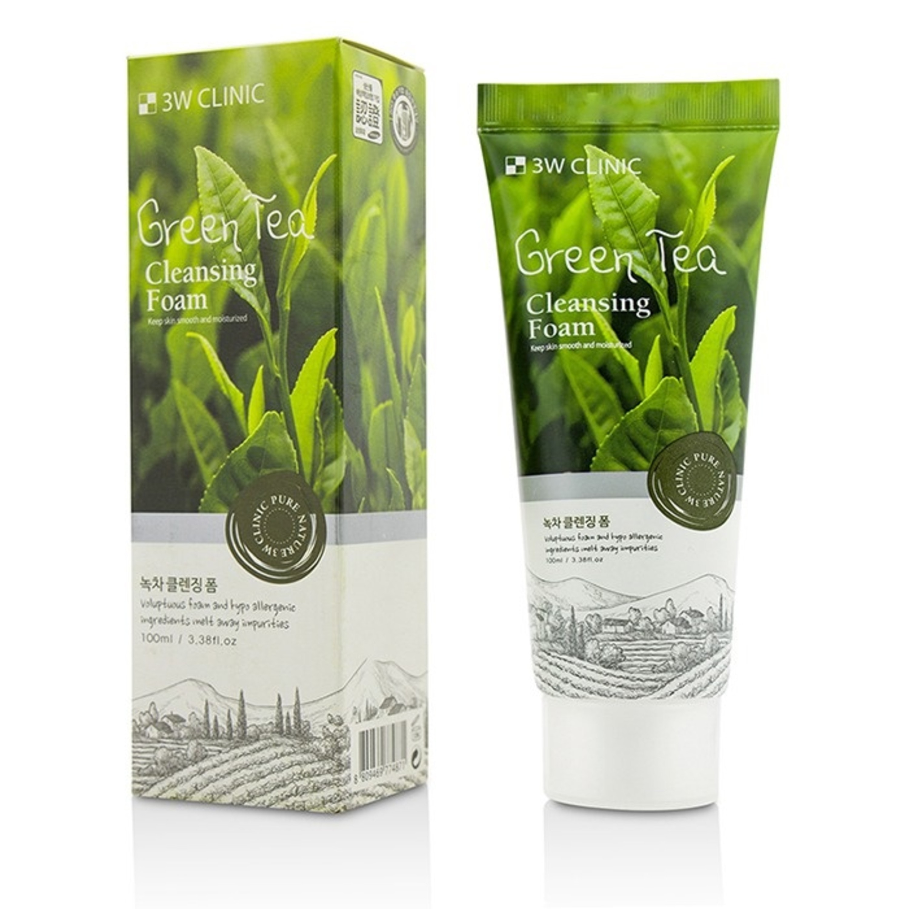 Пенка для умывания с экстрактом зелёного чая 3W CLINIC Green Tea Foam Cleansing