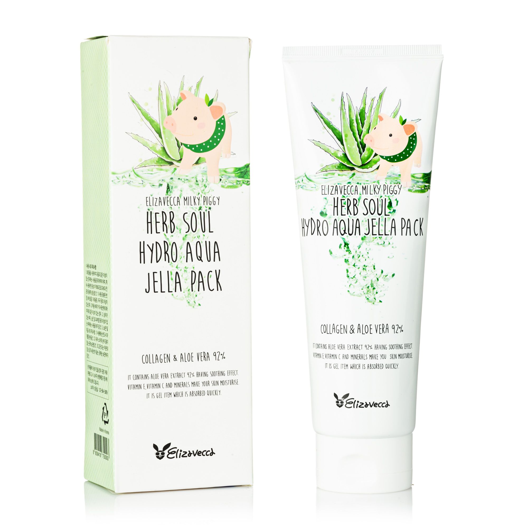 Маска для лица с коллагеном и экстрактом алоэ  Elizavecca Milky Piggy Herb Soul Hydro Aqua Jella Pack