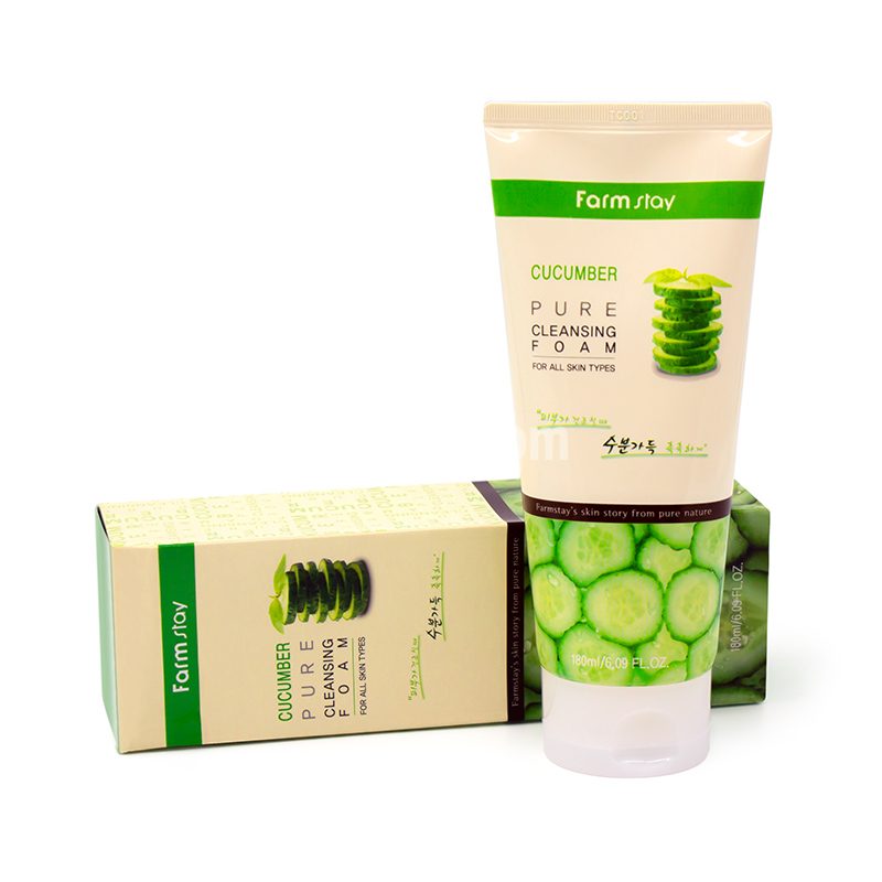 Увлажняющая пенка для умывания с экстрактом огурца FarmStay Cucumber Pure Cleansing Foam
