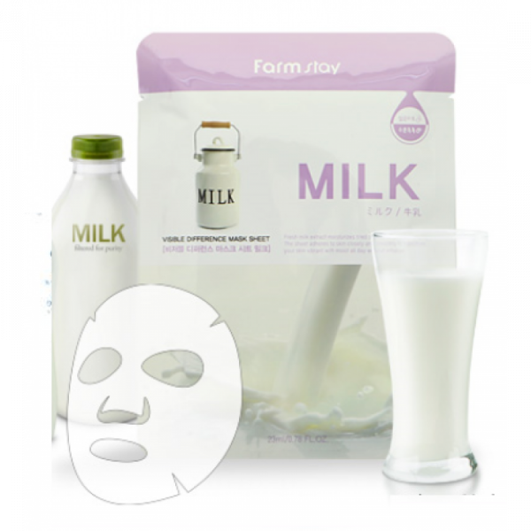 Тканевая маска для лица с молочными протеинами FarmStay Visible Difference Mask Sheet Milk