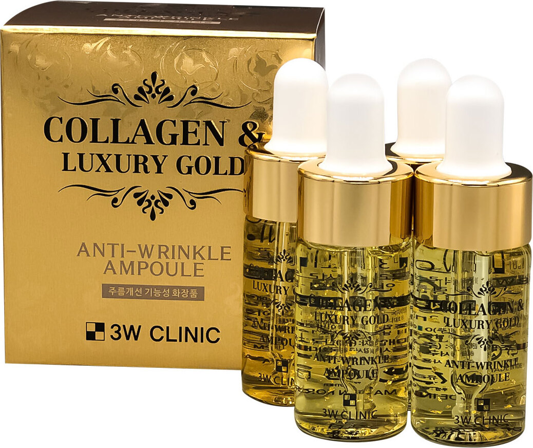 Сыворотка с золотом и коллагеном 3W CLINIC Collagen & Luxury Gold Anti Wrinkle Ampoule