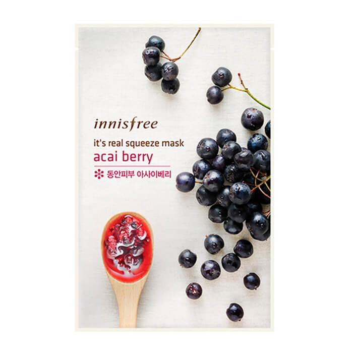 Тканевая маска для лица с соком ягод асаи Innisfree My Real Squeeze Mask Acai Berry