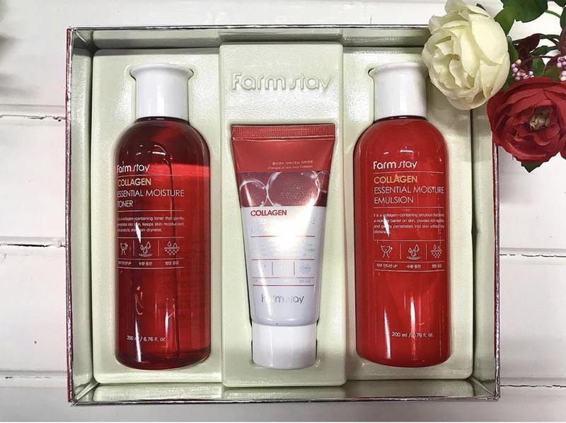 Набор средств по уходу за кожей с коллагеном, 3 средства FarmStay Collagen Essential Moisture Skin Care 3 set