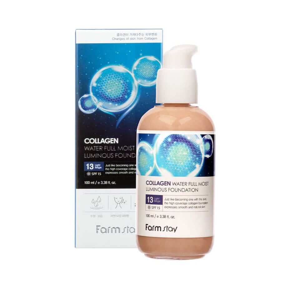Коллагеновый тональный крем с эффектом сияния SPF 15, оттенок #13 FarmStay Collagen Water Full Moist Luminous Foundation #13, SPF 15