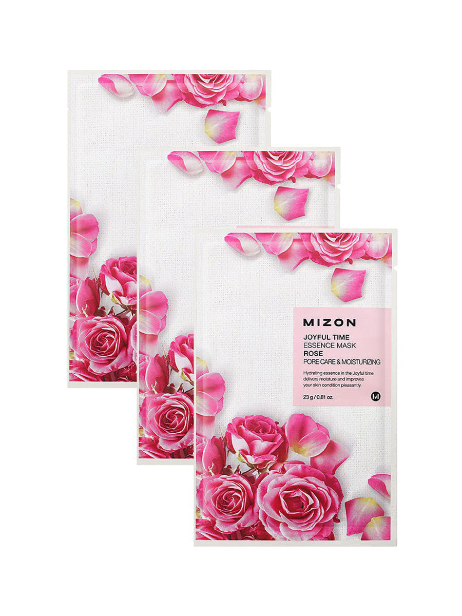 Тканевая маска для лица с экстрактом лепестков розы MIZON Joyful Time Essence Mask Rose