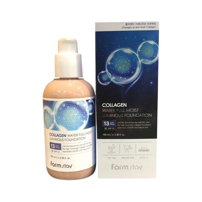 Коллагеновый тональный крем с эффектом сияния SPF 15, оттенок #13 FarmStay Collagen Water Full Moist Luminous Foundation #13, SPF 15