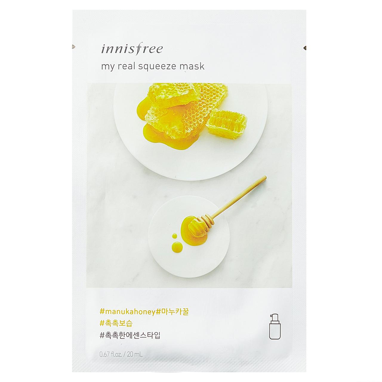 Маска для лица с экстрактом мёда Innisfree My Real Squeeze Mask Manuka  Honey купить в Москве - интернет-магазин Koresmetica.ru