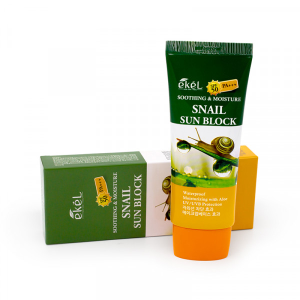 Солнцезащитный крем с муцином улитки EKEL UV SOOTHING & MOISTURE SNAIL SUN BLOCK SPF 50 PA+++