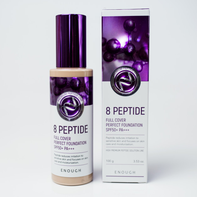 Тональный крем с пептидами ENOUGH 8 Peptide Full Cover Perfect Foundation SPF50+ PA+++ #21