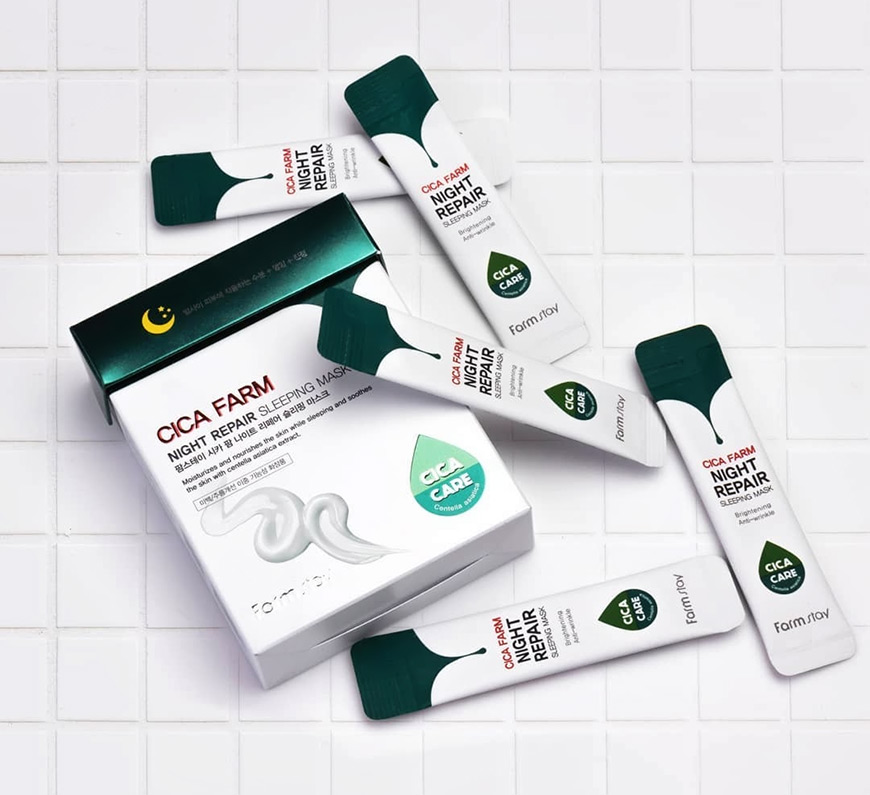 Восставливающая ночная маска в саше с центеллой азиатской FarmStay Cica Farm Night Repair Sleeping Mask
