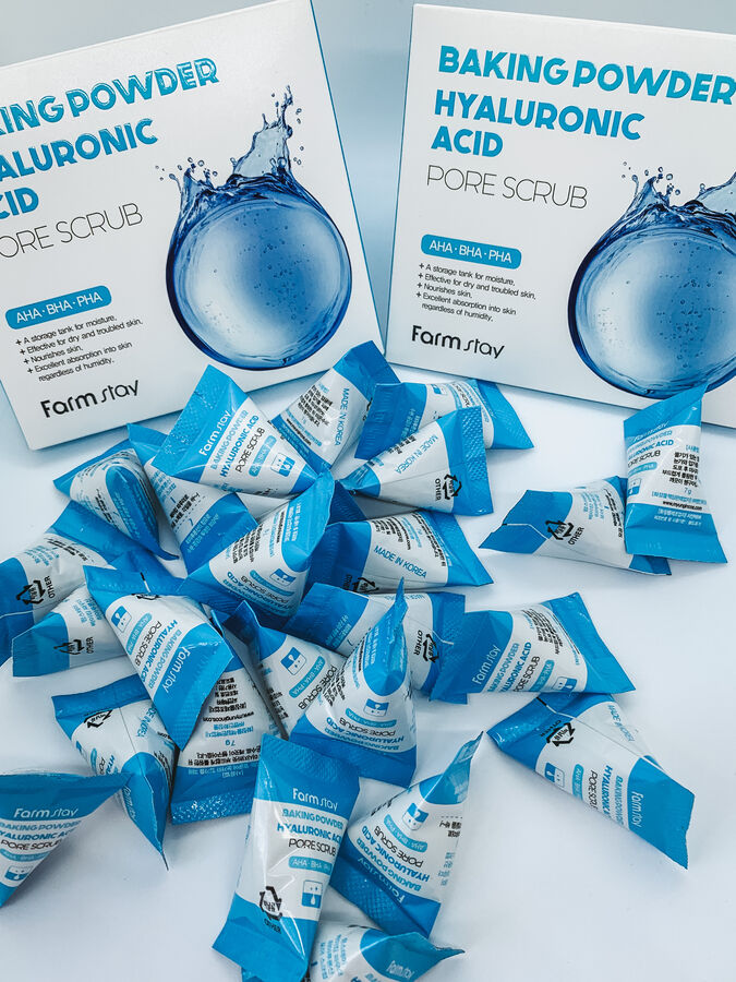 Скраб в пирамидках для очищения пор с содой и гиалуроновой кислотой FarmStay Baking Powder Hyaluronic Acid Pore Scrub