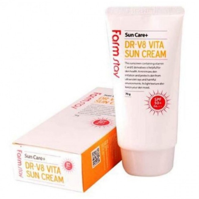 Солнцезащитный крем для лица с витаминным комплексом FarmStay DR-V8 Vita Sun Cream SPF 50+ PA+++