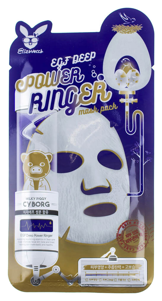 Тканевая маска с эпидермальным фактором роста Elizavecca EGF Deep Power Ringer Mask Pack