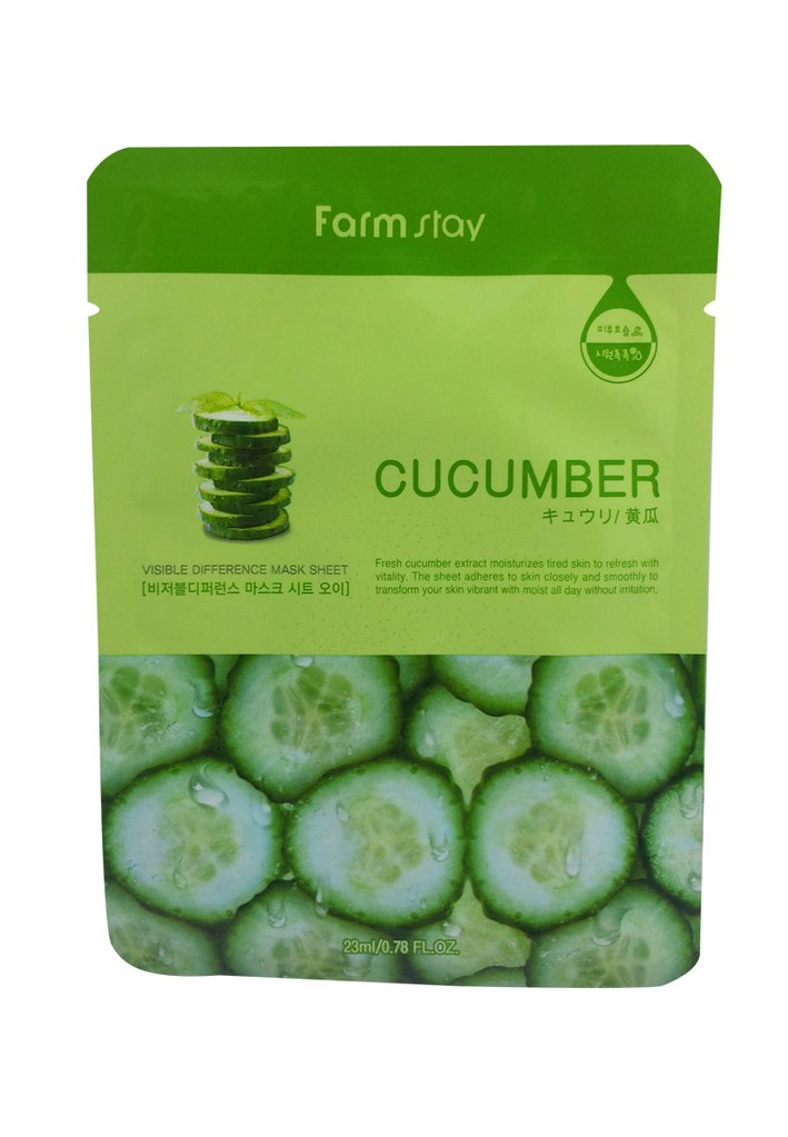 Увлажняющая маска для лица с экстрактом огурца FarmStay Visible Difference Mask Sheet Cucumber