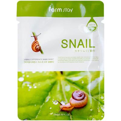 Тканевая маска для лица с муцином улитки  FarmStay Visible Difference Mask Sheet Snail