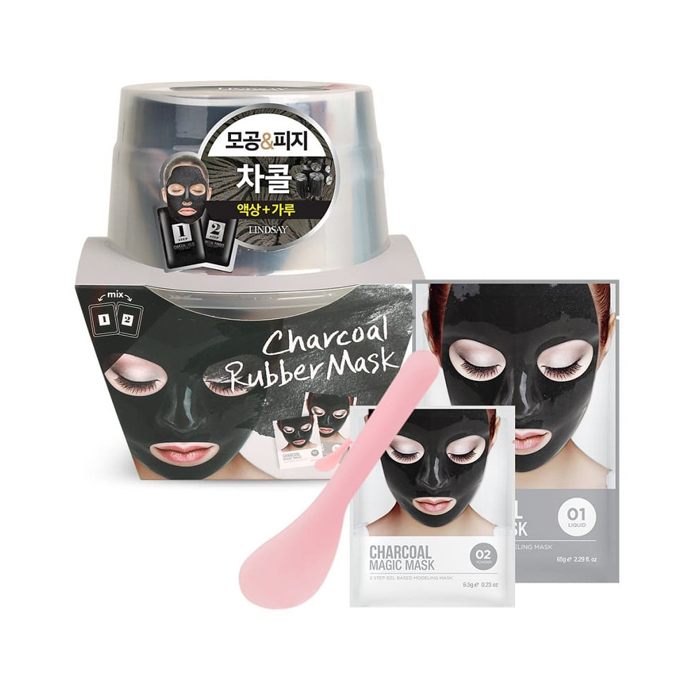 Альгинатная маска с древесным углем (пудра+активатор) Lindsay Charcoal Rubber Mask