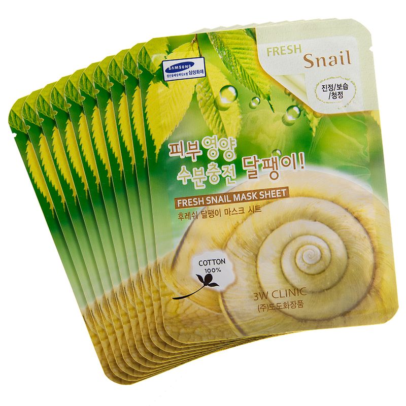Тканевая маска для лица с муцином улитки 3W CLINIC Fresh Snail Mask Sheet