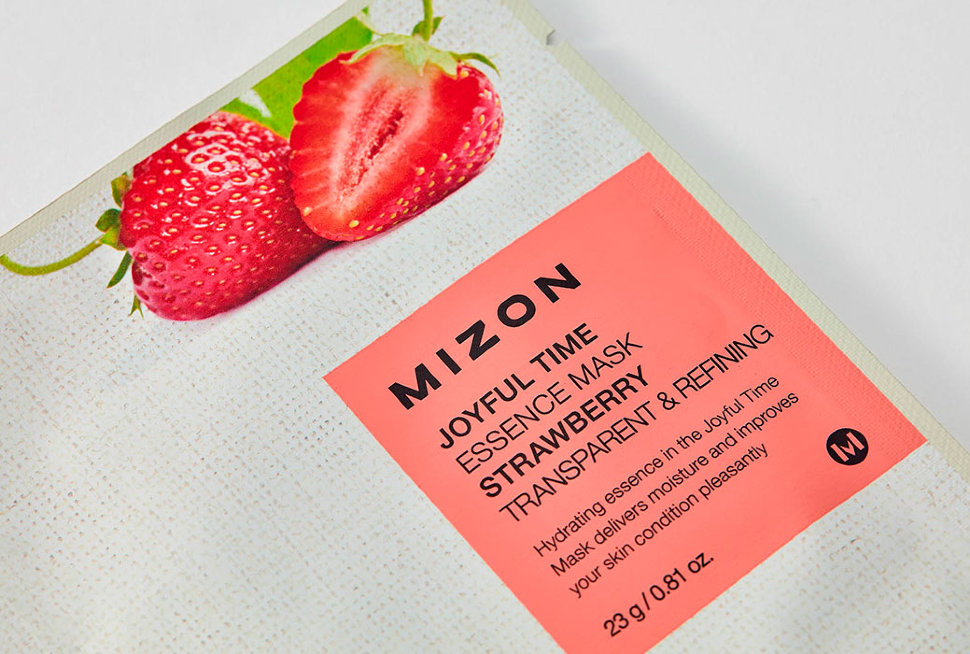 Тканевая маска для лица с экстрактом клубники MIZON Joyful Time Essence Mask Strawberry
