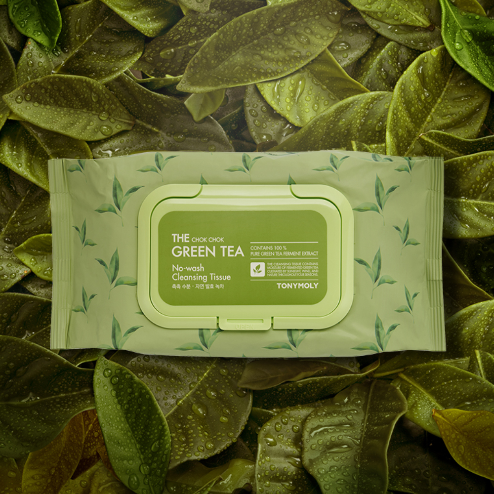 Салфетки для снятия макияжа с экстрактом з TONYMOLY THE CHOK CHOK GREEN TEA No-Wash Cleansing Tissue