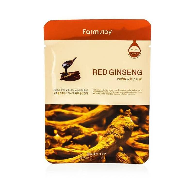 Омолаживающая тканевая маска для лица с женьшенем FarmStay Visible Difference Mask Sheet Red Ginseng