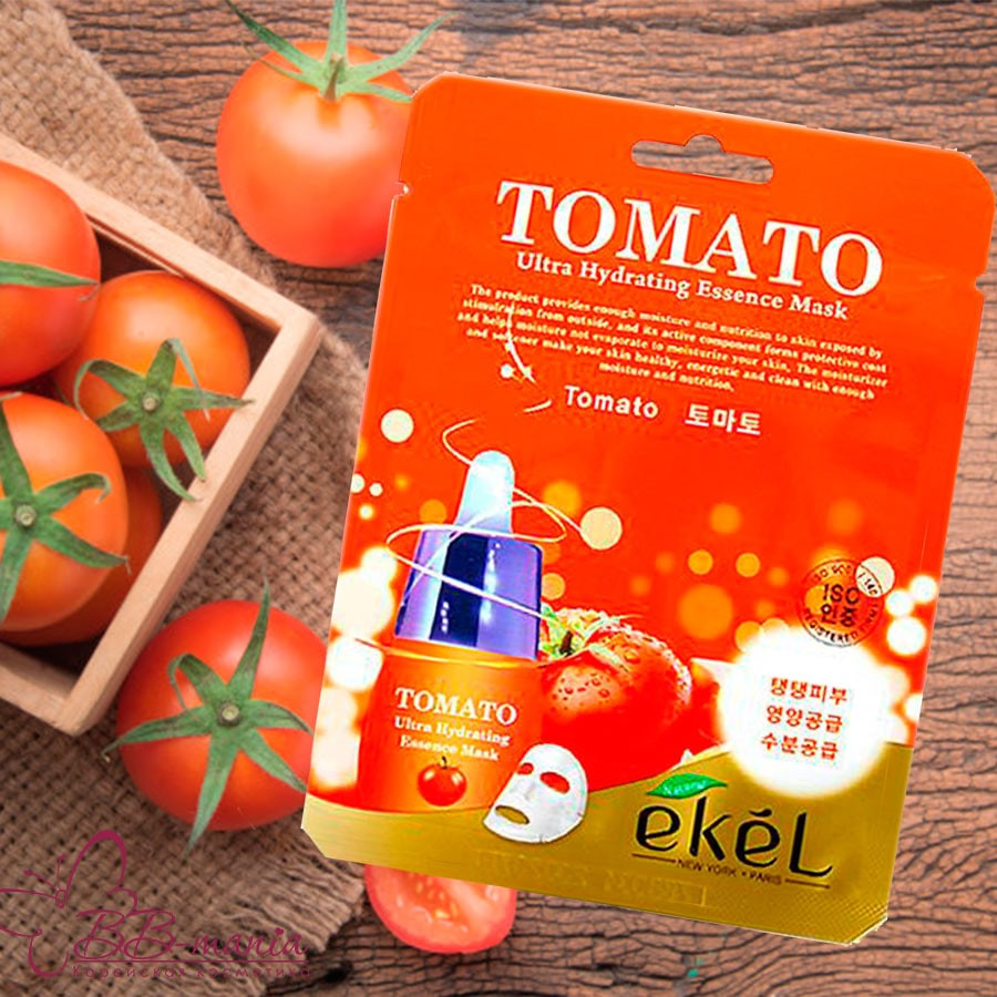 Тканевая маска для лица с экстрактом томата EKEL Tomato Ultra Hydrating Essence Mask