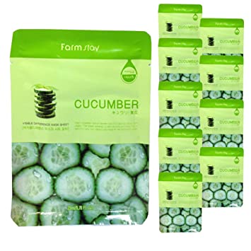 Увлажняющая маска для лица с экстрактом огурца FarmStay Visible Difference Mask Sheet Cucumber